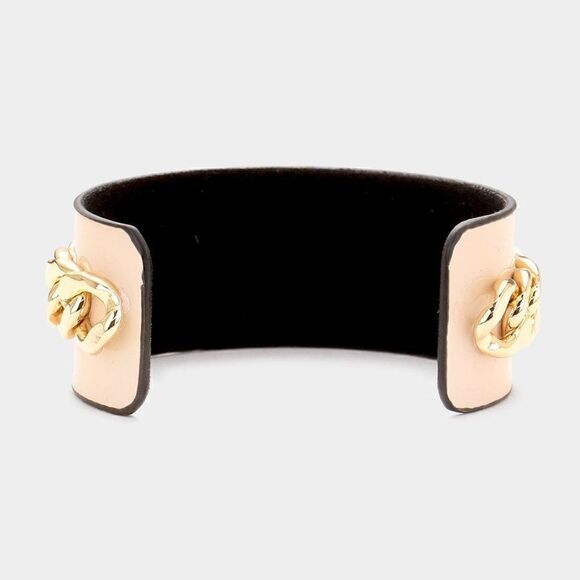 Pearl Honey Bee Pink Enamel Chain Cuff Bracelet - Picture 2 of 6